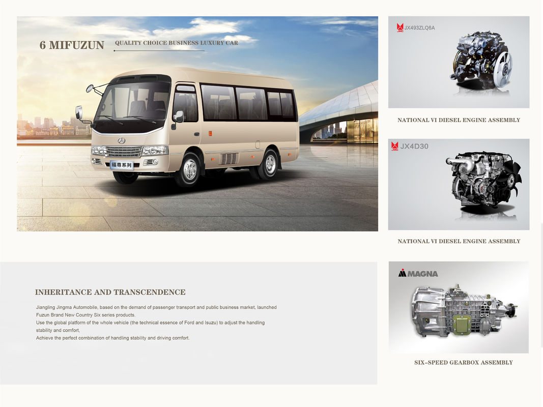 5300kg G.V.W 6M Coaster Bus με κινητήρα ντίζελ και λάστιχο 7.00R16LT για το εμπόριο επιβατών