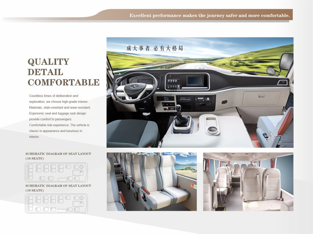 5300kg G.V.W 6M Coaster Bus με κινητήρα ντίζελ και λάστιχο 7.00R16LT για το εμπόριο επιβατών