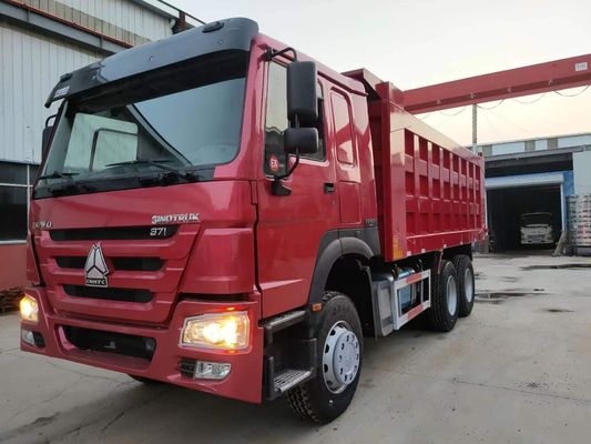 HOWO 6x4 371hp 30 τόνων Red Tipper Truck Dump Truck με WEICHAI κινητήρα και 3 επιβάτες