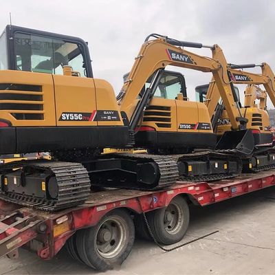 Χρησιμοποιούμενη εκσκαφέας Sany SY55C Pro με πρωτότυπη μηχανή και βάρος μηχανής 5780 KG